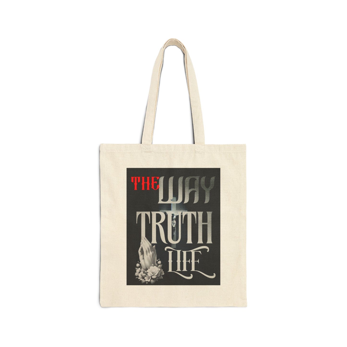 Canvas Tote Bag — "The Way Truth Life" Vintage Prayer Graphic