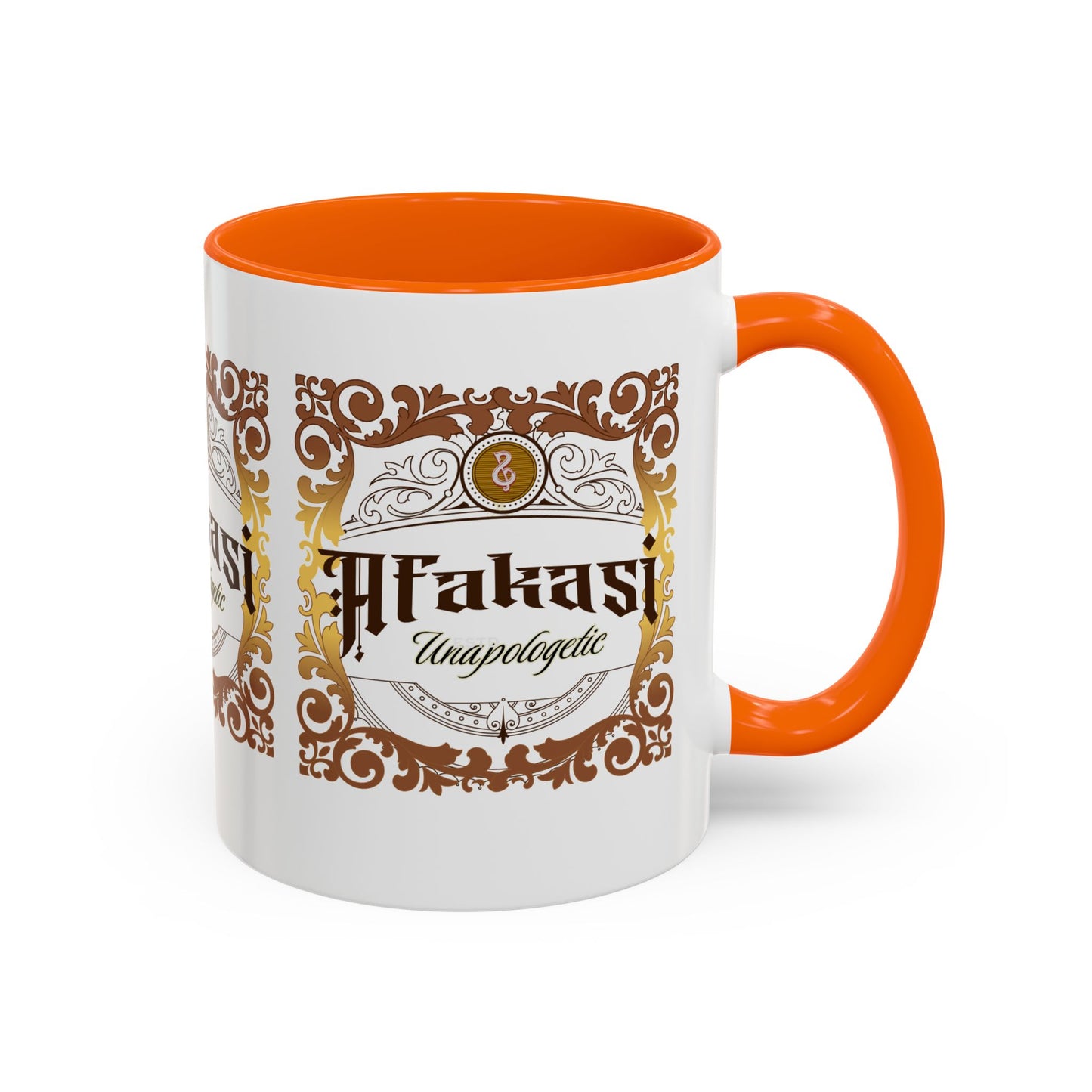 Akan 'Afakasi Unapologetic' Accent Coffee Mug — Decorative Brown & Gold Design (11/15oz)