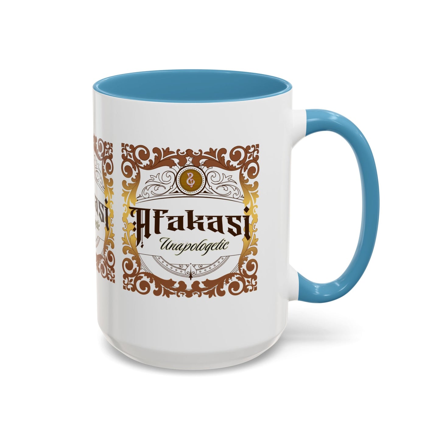 Akan 'Afakasi Unapologetic' Accent Coffee Mug — Decorative Brown & Gold Design (11/15oz)