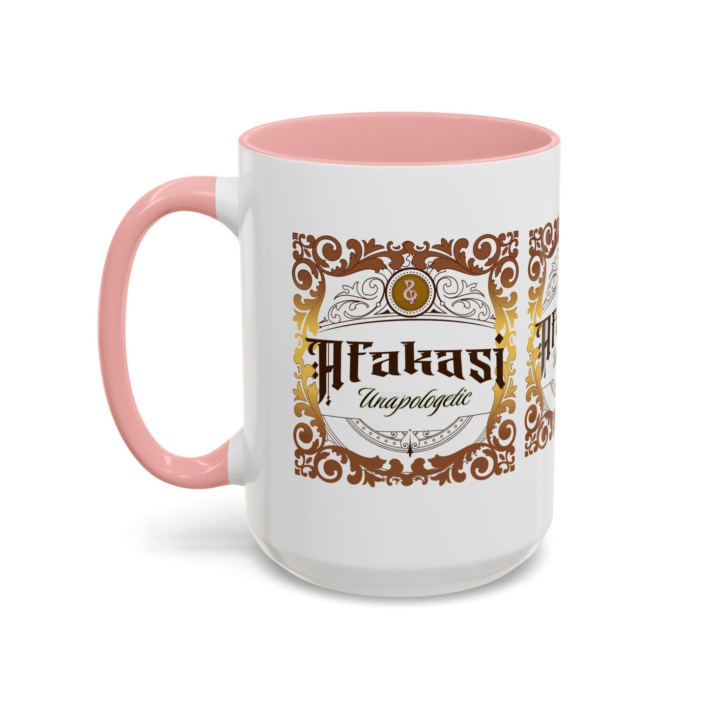 Akan 'Afakasi Unapologetic' Accent Coffee Mug — Decorative Brown & Gold Design (11/15oz)