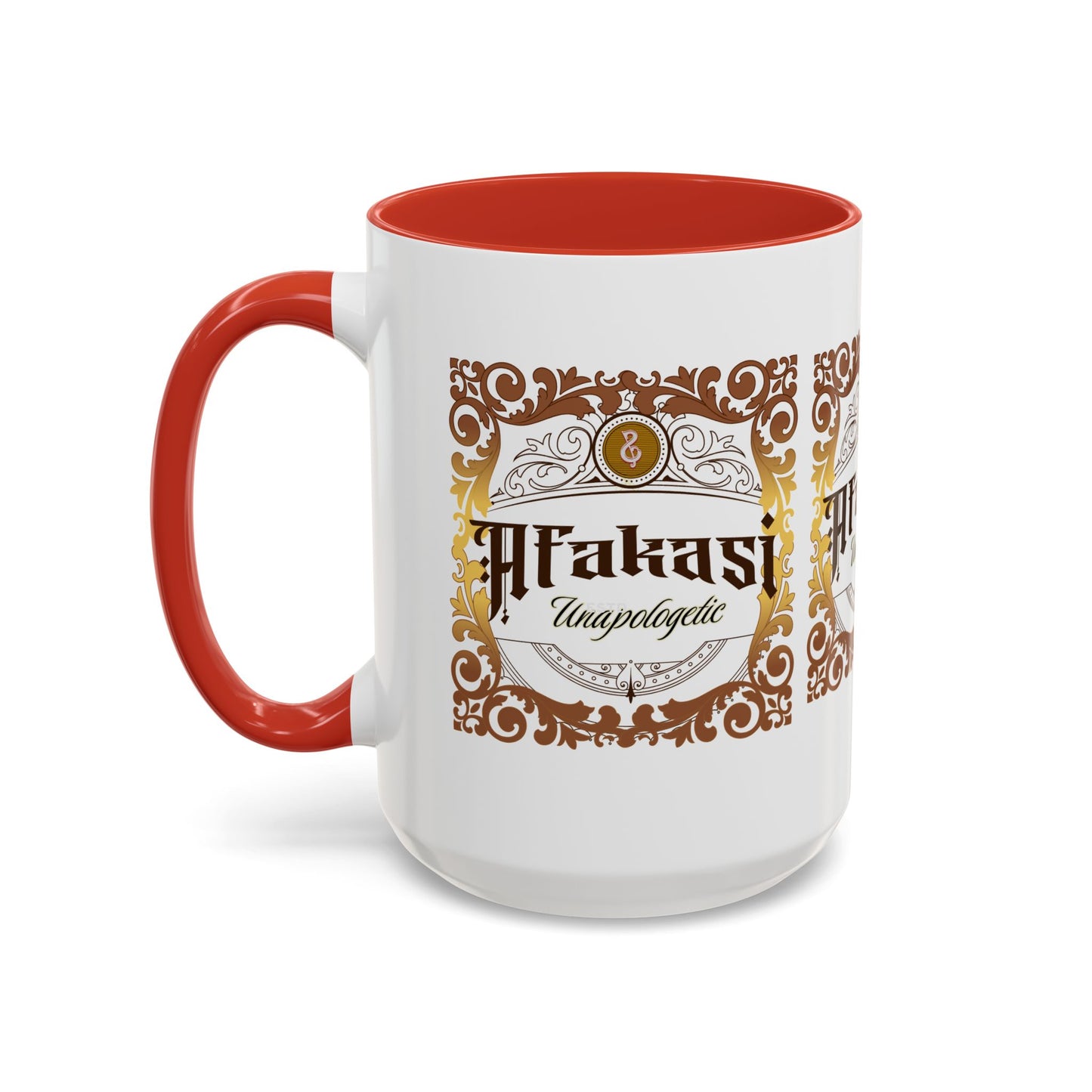 Akan 'Afakasi Unapologetic' Accent Coffee Mug — Decorative Brown & Gold Design (11/15oz)