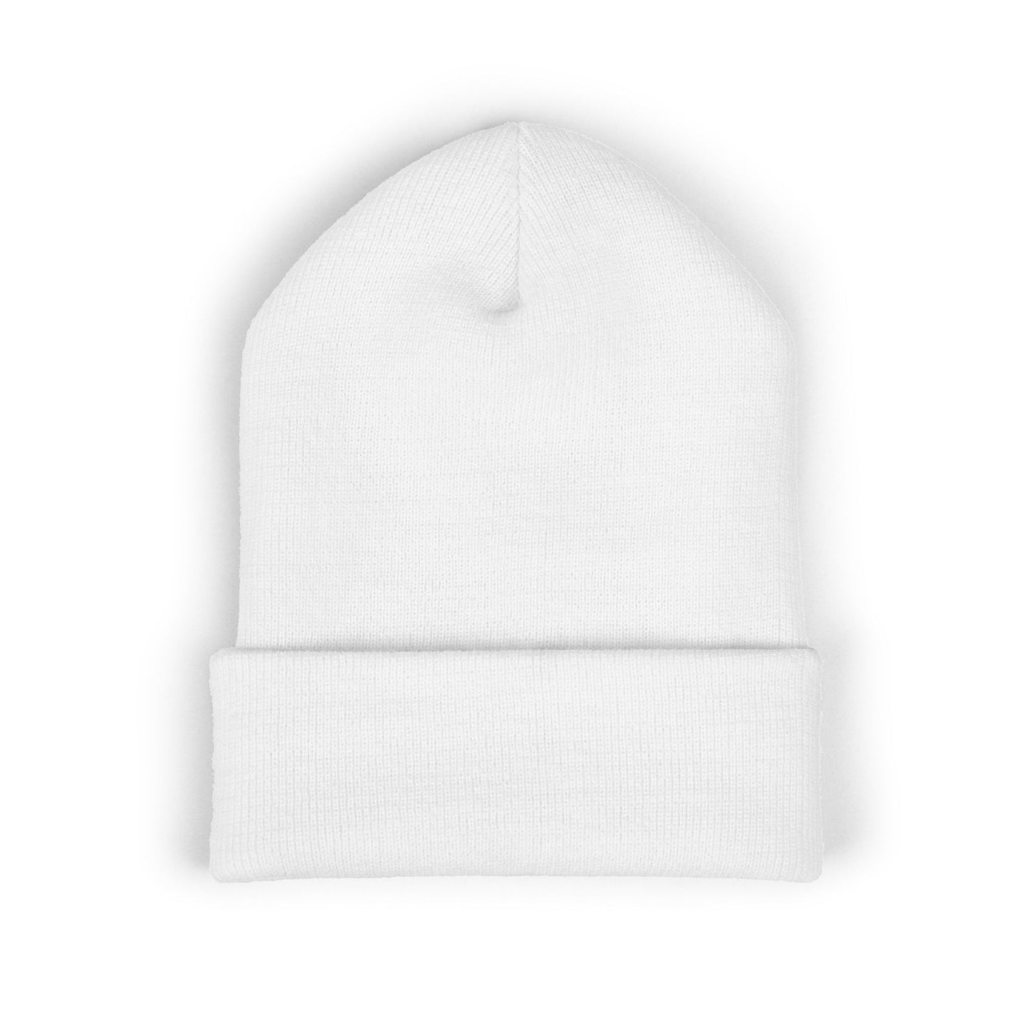 Embroidered Afakasi Cuffed Beanie — White Knit Streetwear Winter Hat