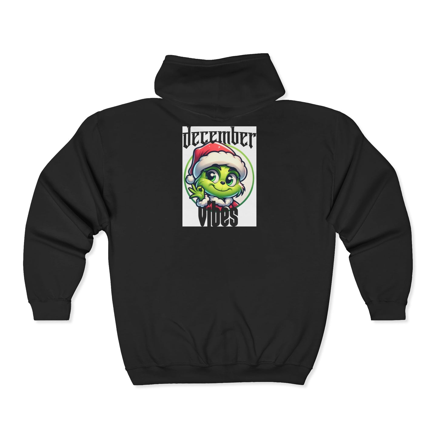 December Vibes Zip Hoodie — Festive Grinch Santa Full‑Zip Sweatshirt