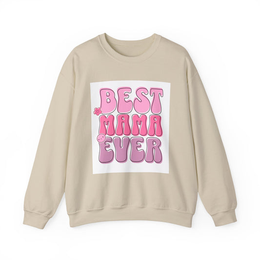 Best Mama Ever Sweatshirt — Cute Pink Retro Mom Crewneck Gift for Mother’s Day