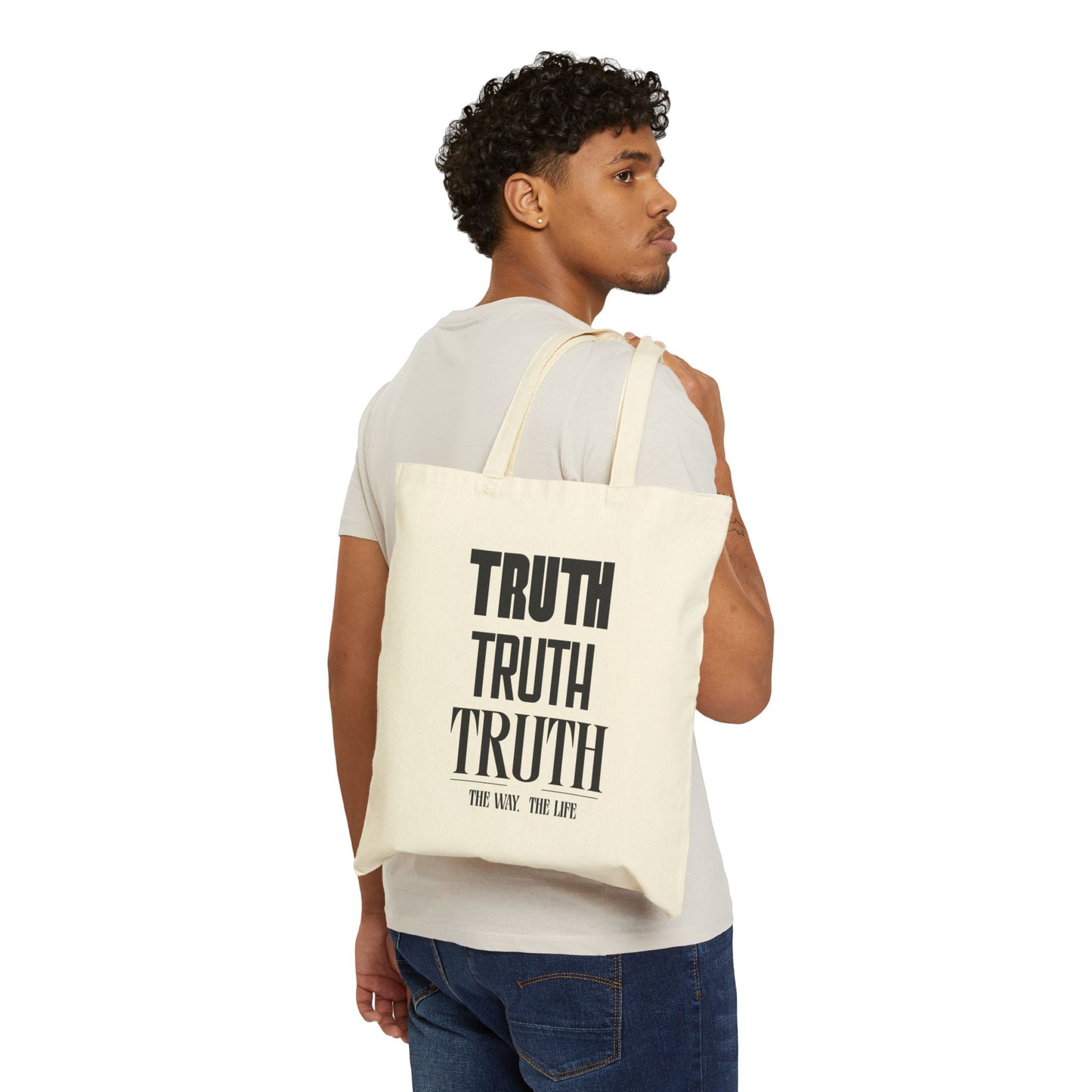 Canvas Tote Bag — "The Way Truth Life" Vintage Prayer Graphic