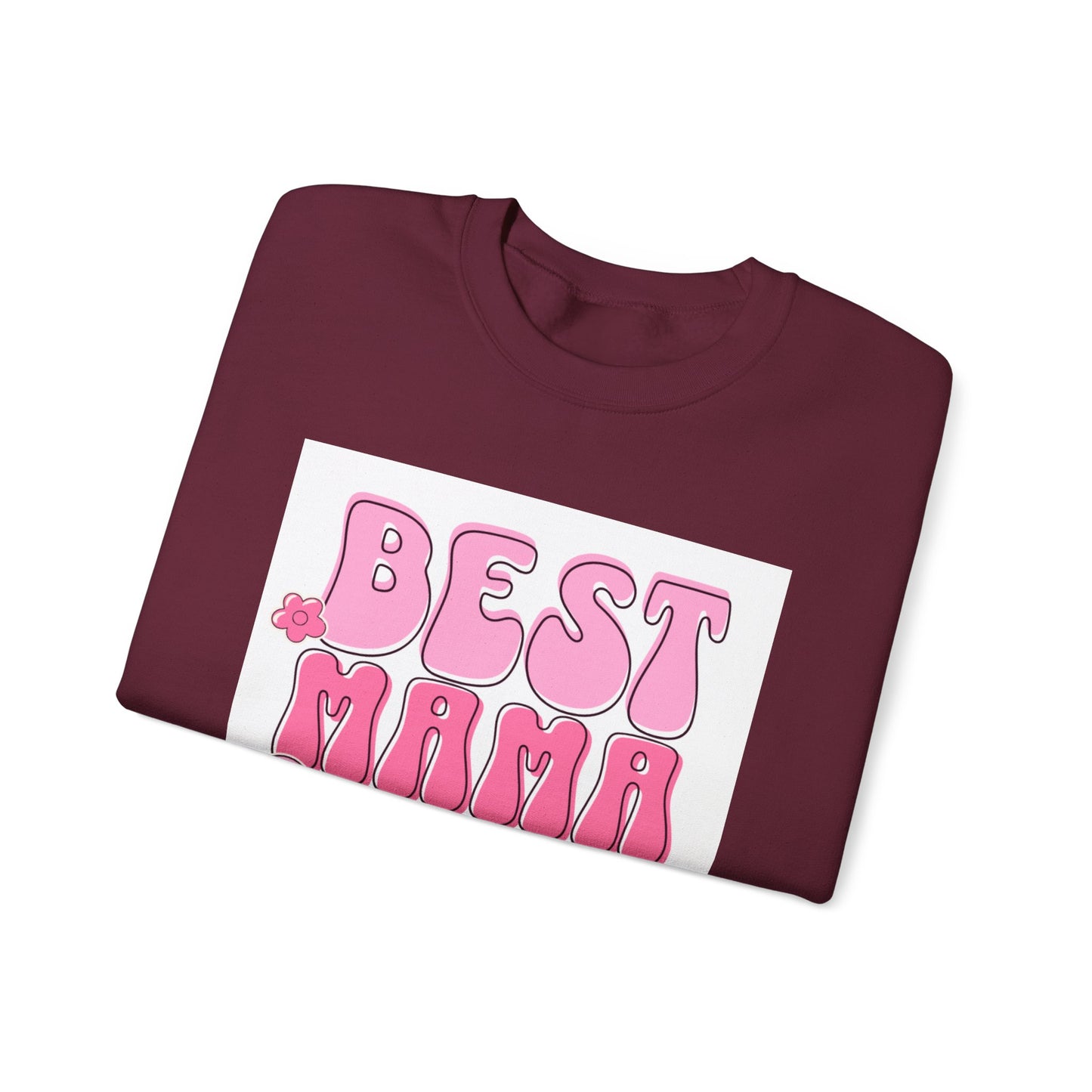 Best Mama Ever Sweatshirt — Cute Pink Retro Mom Crewneck Gift for Mother’s Day