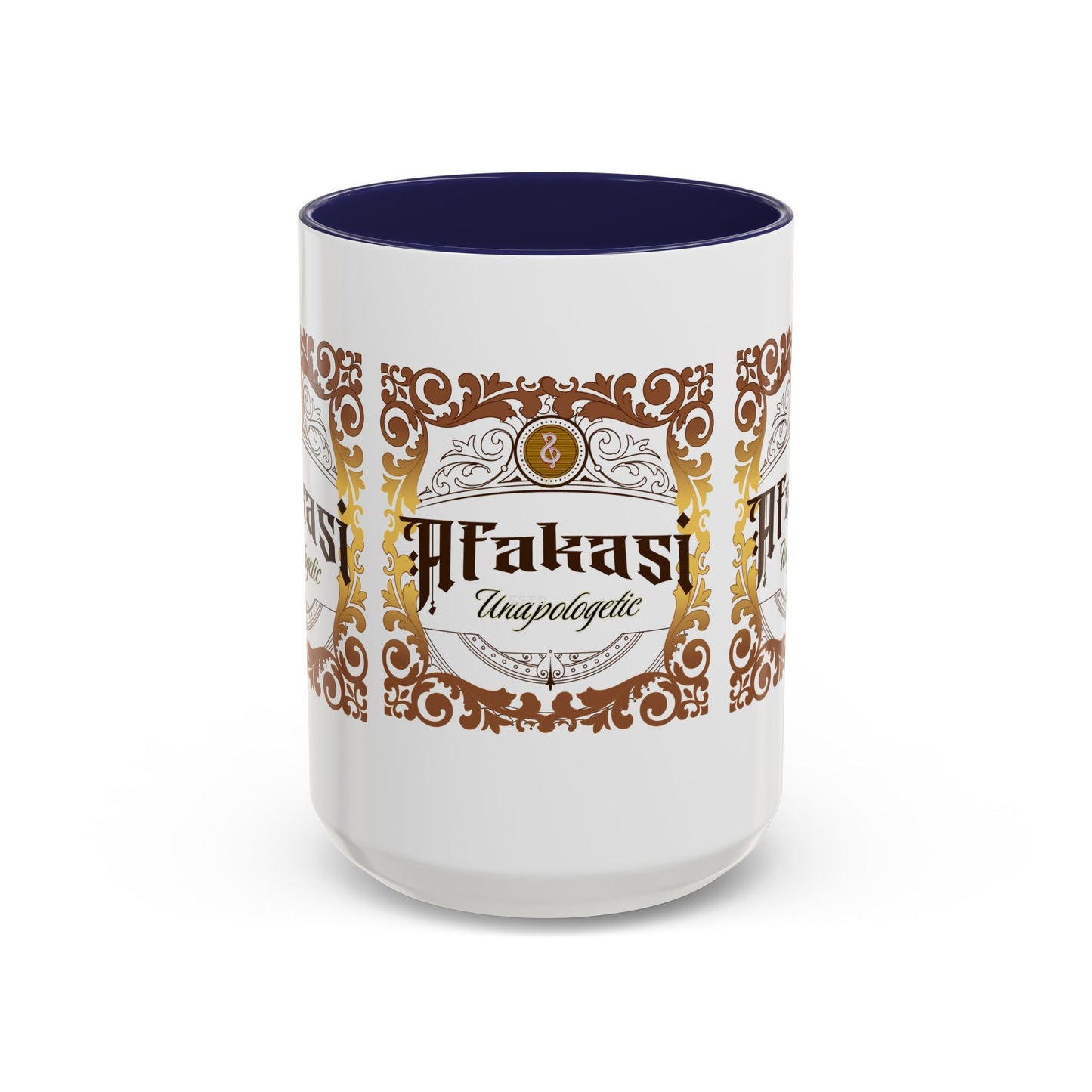 Akan 'Afakasi Unapologetic' Accent Coffee Mug — Decorative Brown & Gold Design (11/15oz)