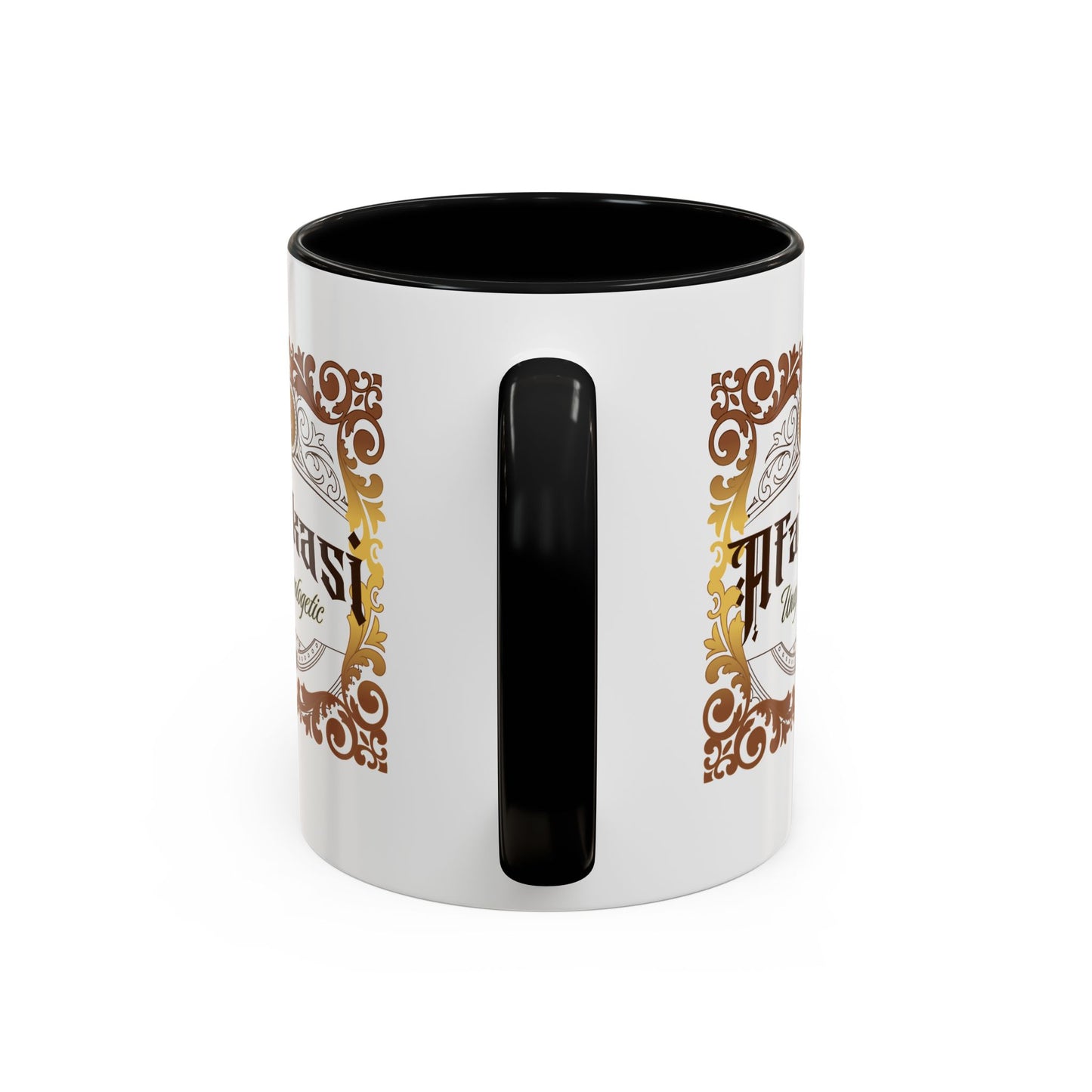 Akan 'Afakasi Unapologetic' Accent Coffee Mug — Decorative Brown & Gold Design (11/15oz)
