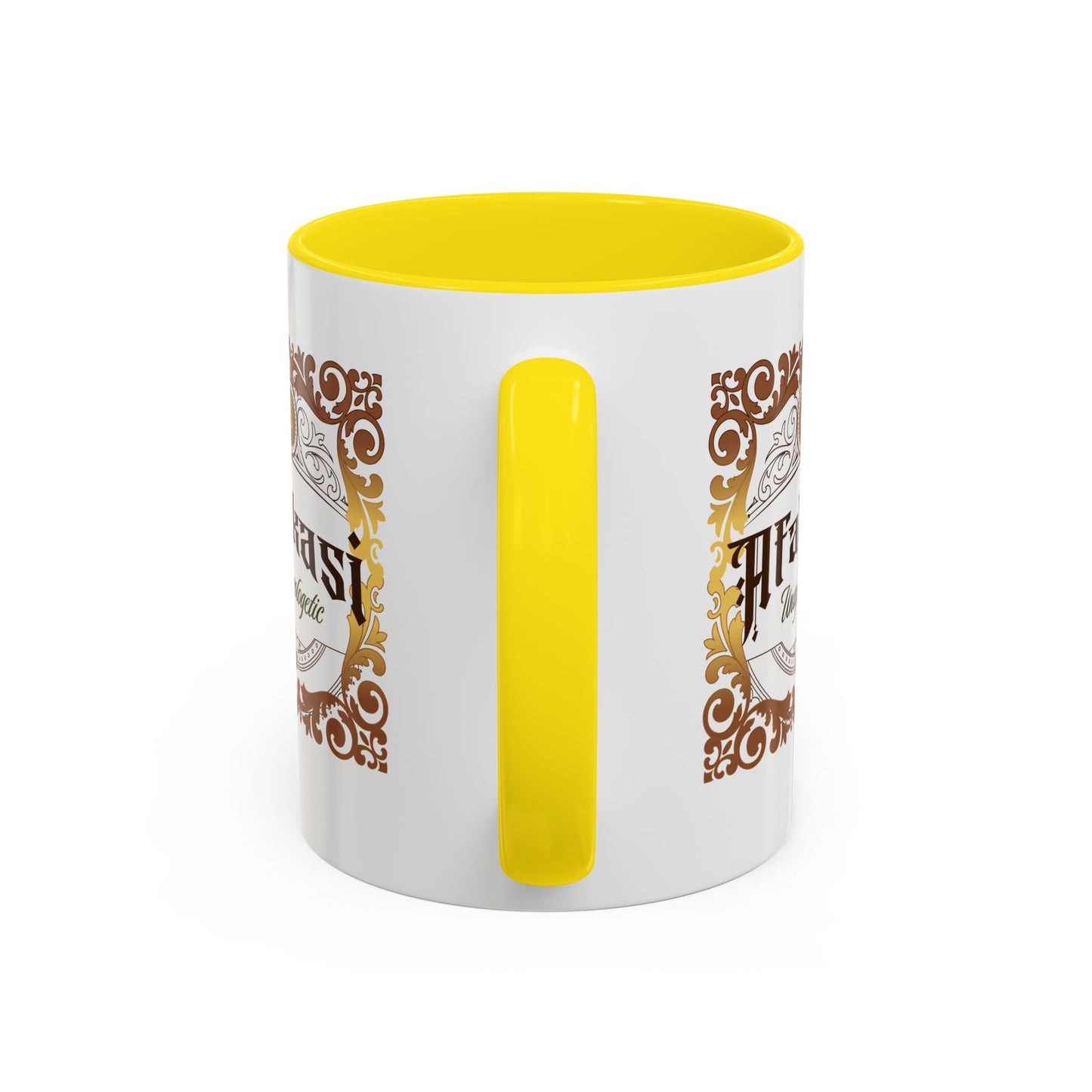 Akan 'Afakasi Unapologetic' Accent Coffee Mug — Decorative Brown & Gold Design (11/15oz)