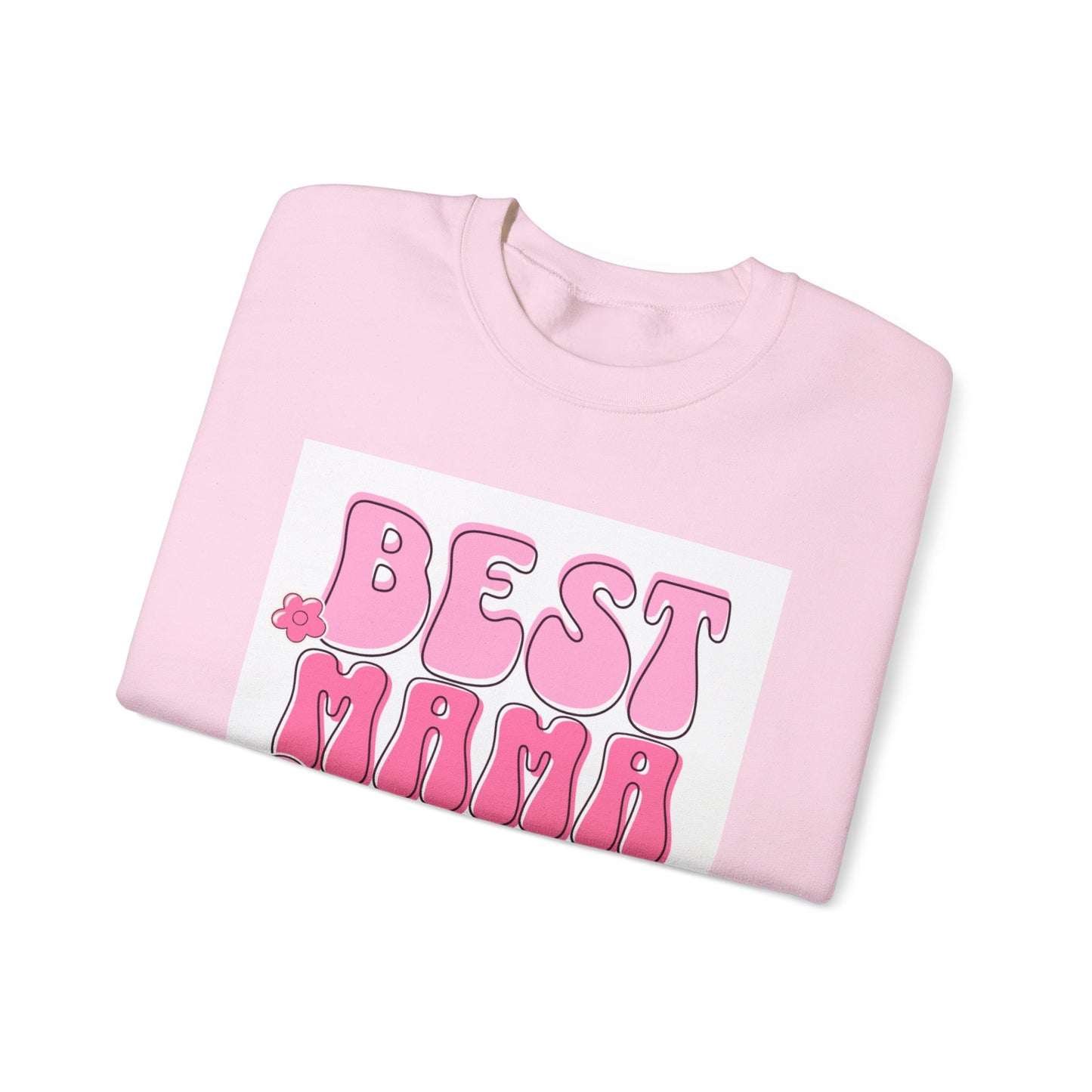 Best Mama Ever Sweatshirt — Cute Pink Retro Mom Crewneck Gift for Mother’s Day