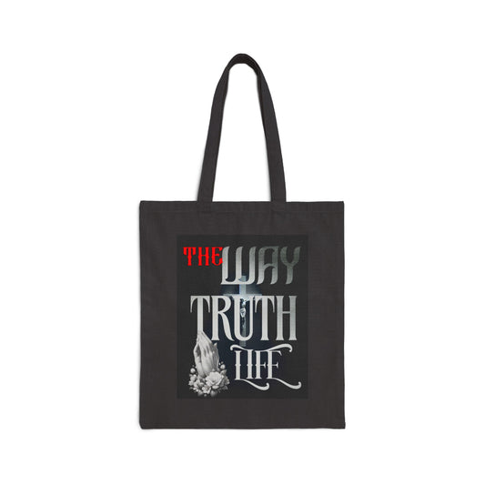 Canvas Tote Bag — "The Way Truth Life" Vintage Prayer Graphic