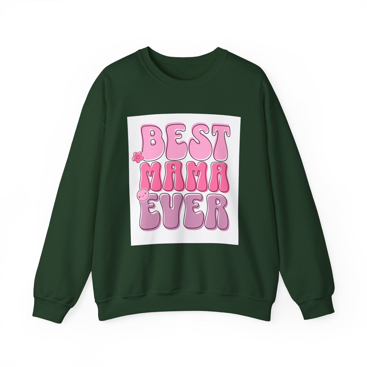 Best Mama Ever Sweatshirt — Cute Pink Retro Mom Crewneck Gift for Mother’s Day