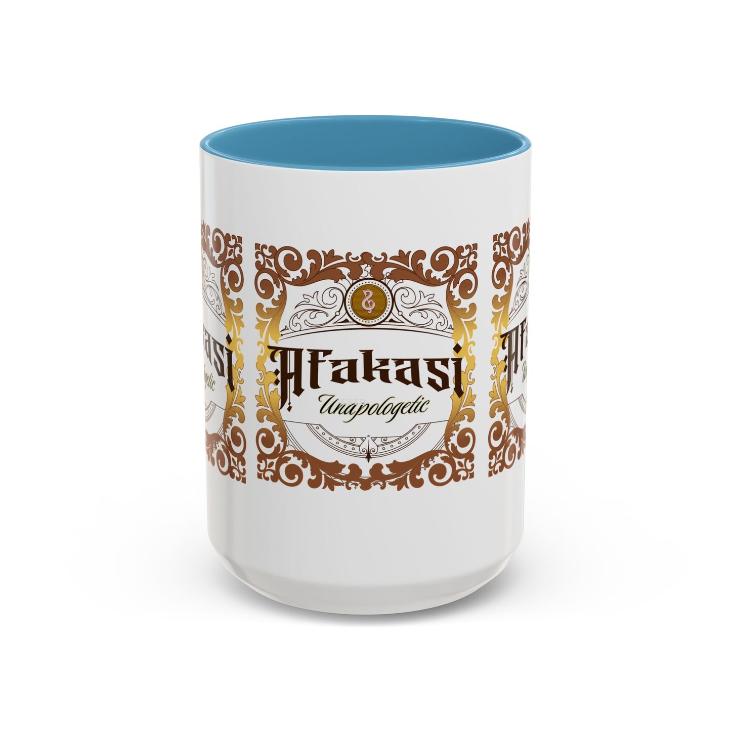 Akan 'Afakasi Unapologetic' Accent Coffee Mug — Decorative Brown & Gold Design (11/15oz)