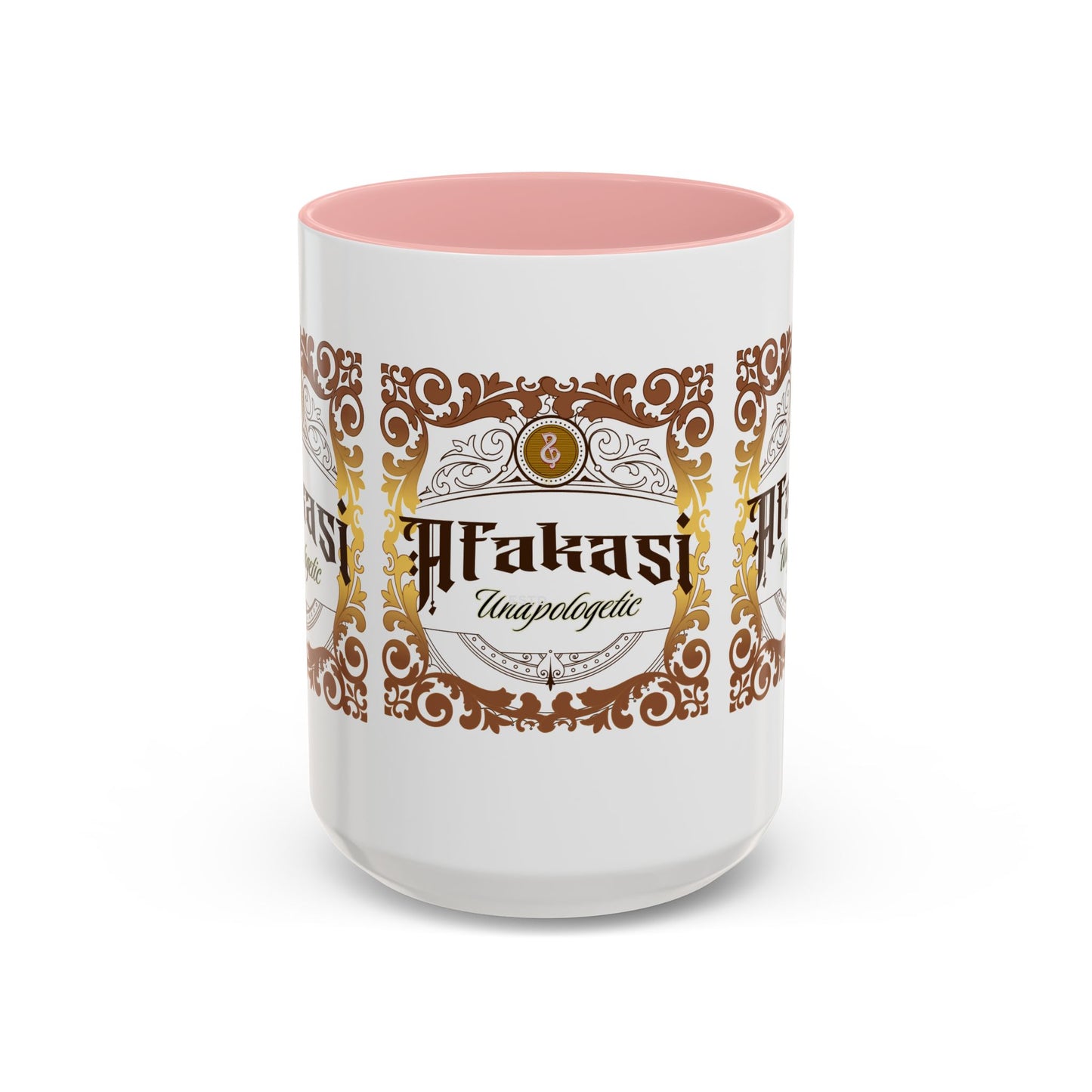 Akan 'Afakasi Unapologetic' Accent Coffee Mug — Decorative Brown & Gold Design (11/15oz)