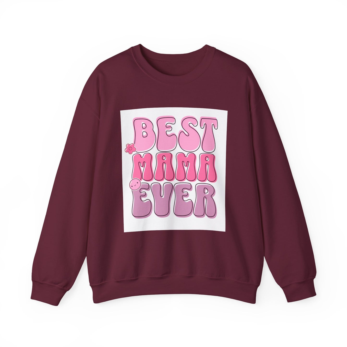 Best Mama Ever Sweatshirt — Cute Pink Retro Mom Crewneck Gift for Mother’s Day