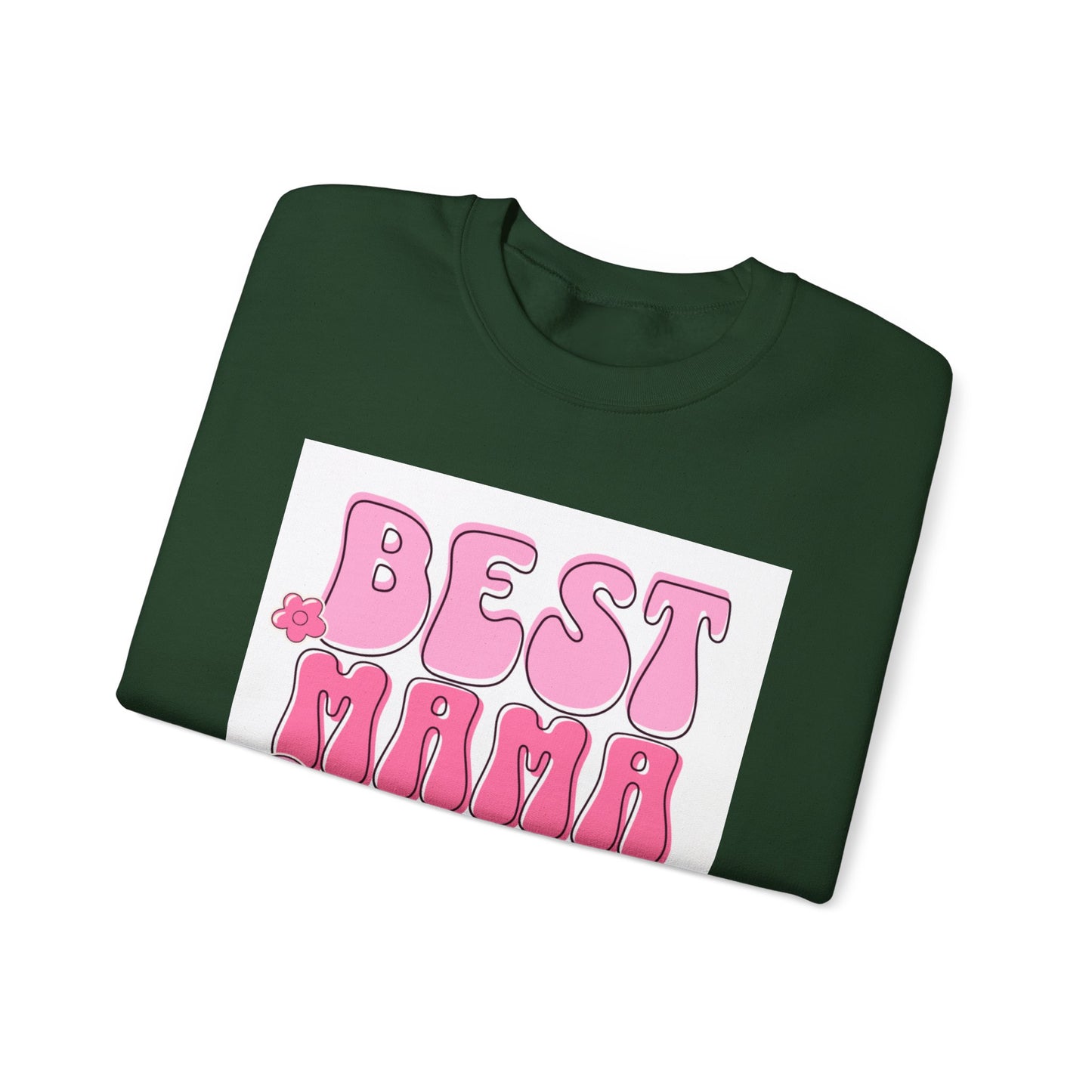 Best Mama Ever Sweatshirt — Cute Pink Retro Mom Crewneck Gift for Mother’s Day