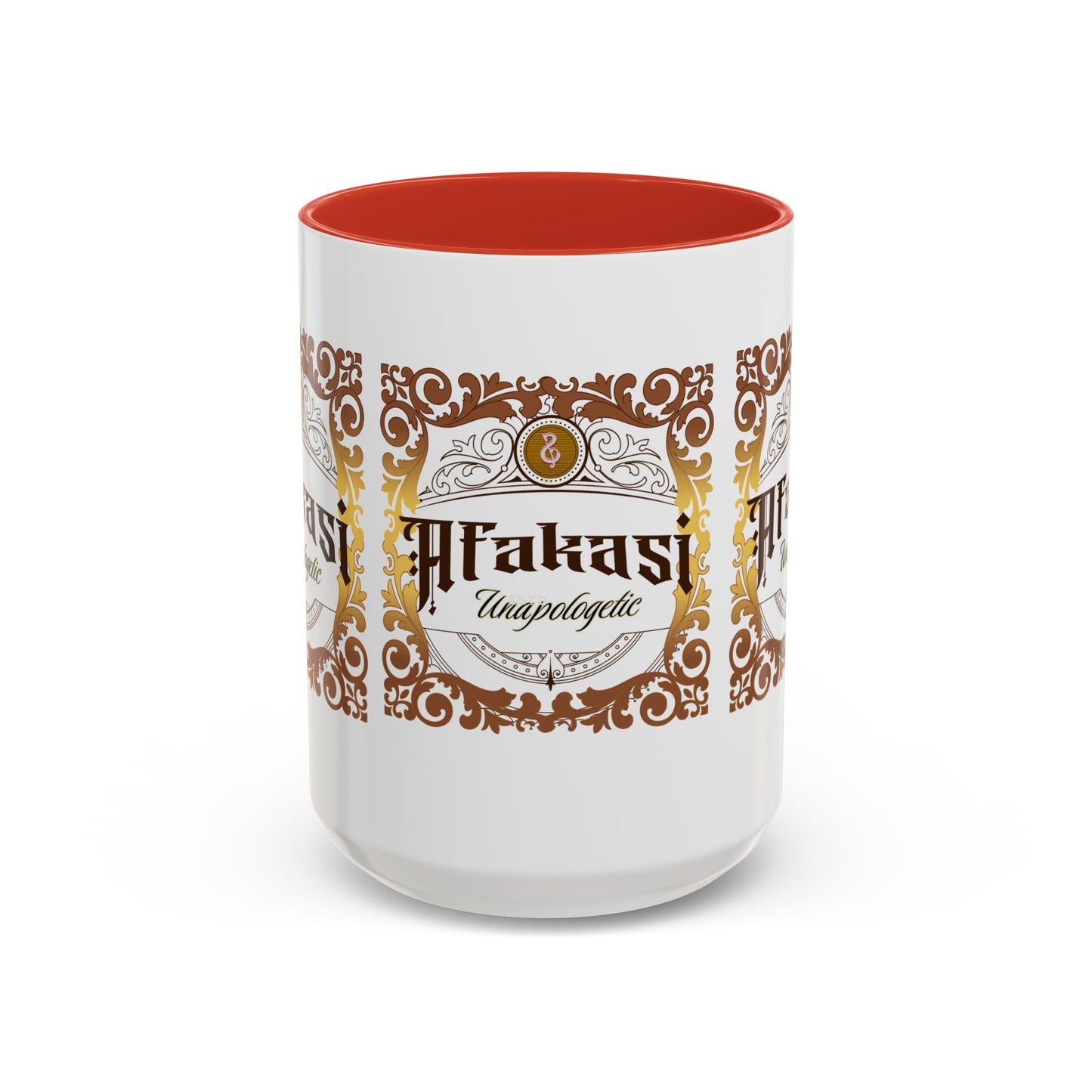 Akan 'Afakasi Unapologetic' Accent Coffee Mug — Decorative Brown & Gold Design (11/15oz)