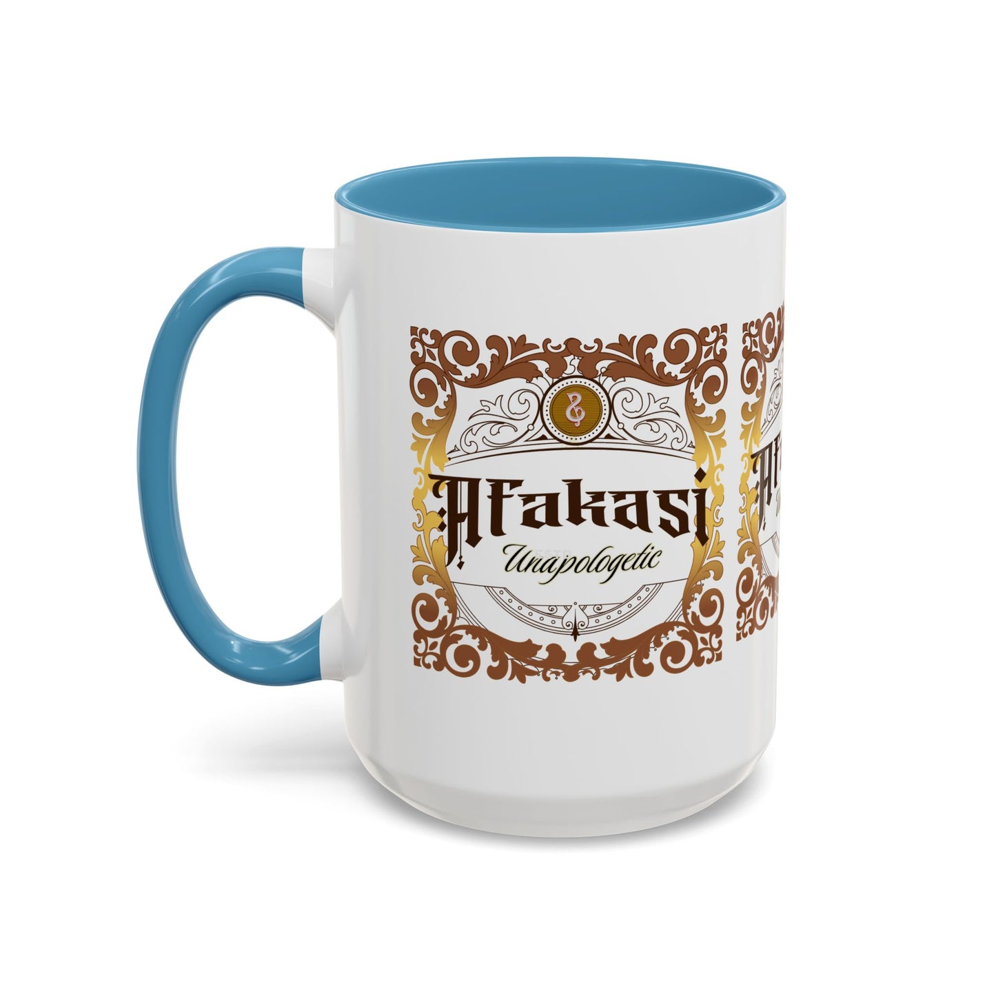 Akan 'Afakasi Unapologetic' Accent Coffee Mug — Decorative Brown & Gold Design (11/15oz)