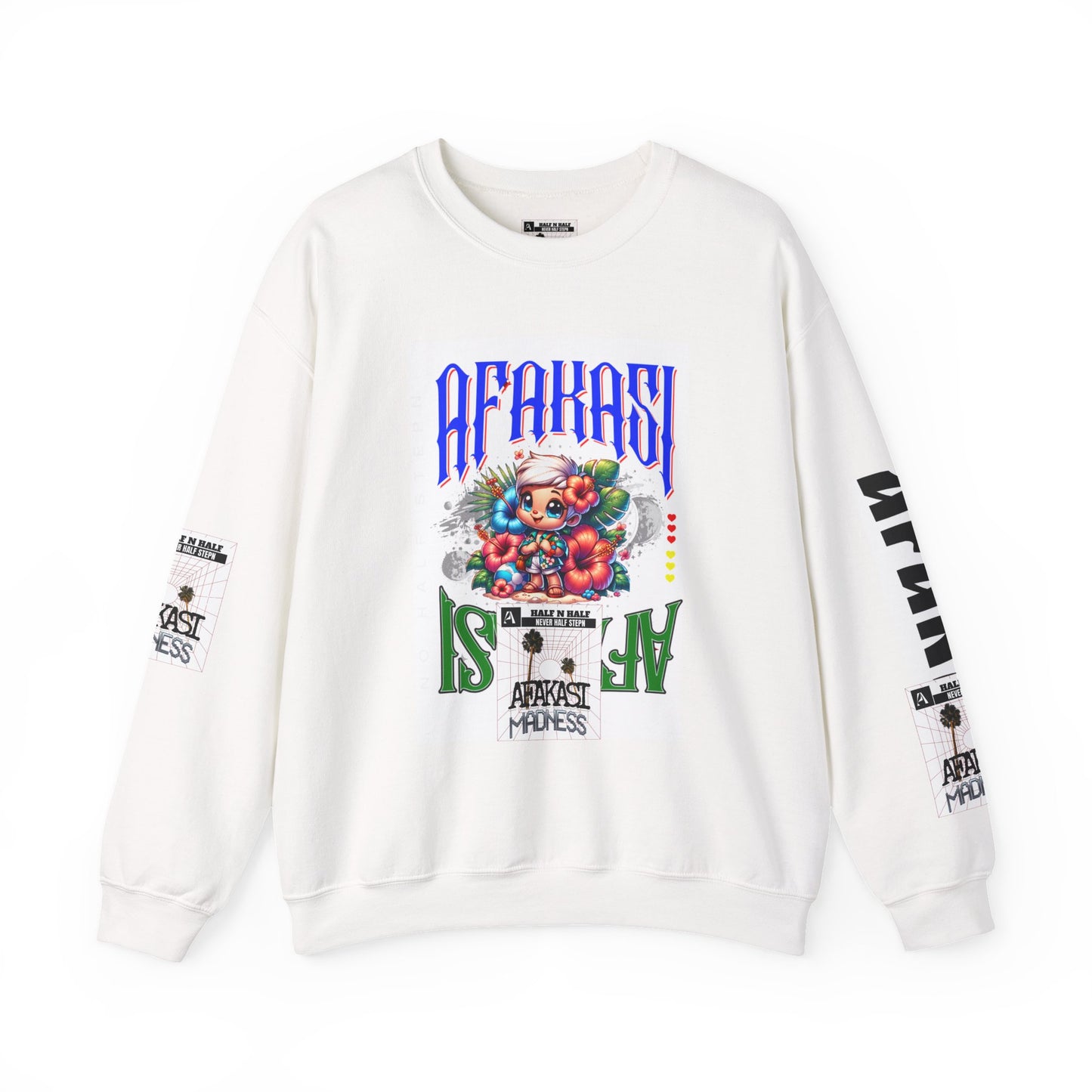 Crewneck Sweatshirt — 'Afakasi' Graphic Retro Crest Crew