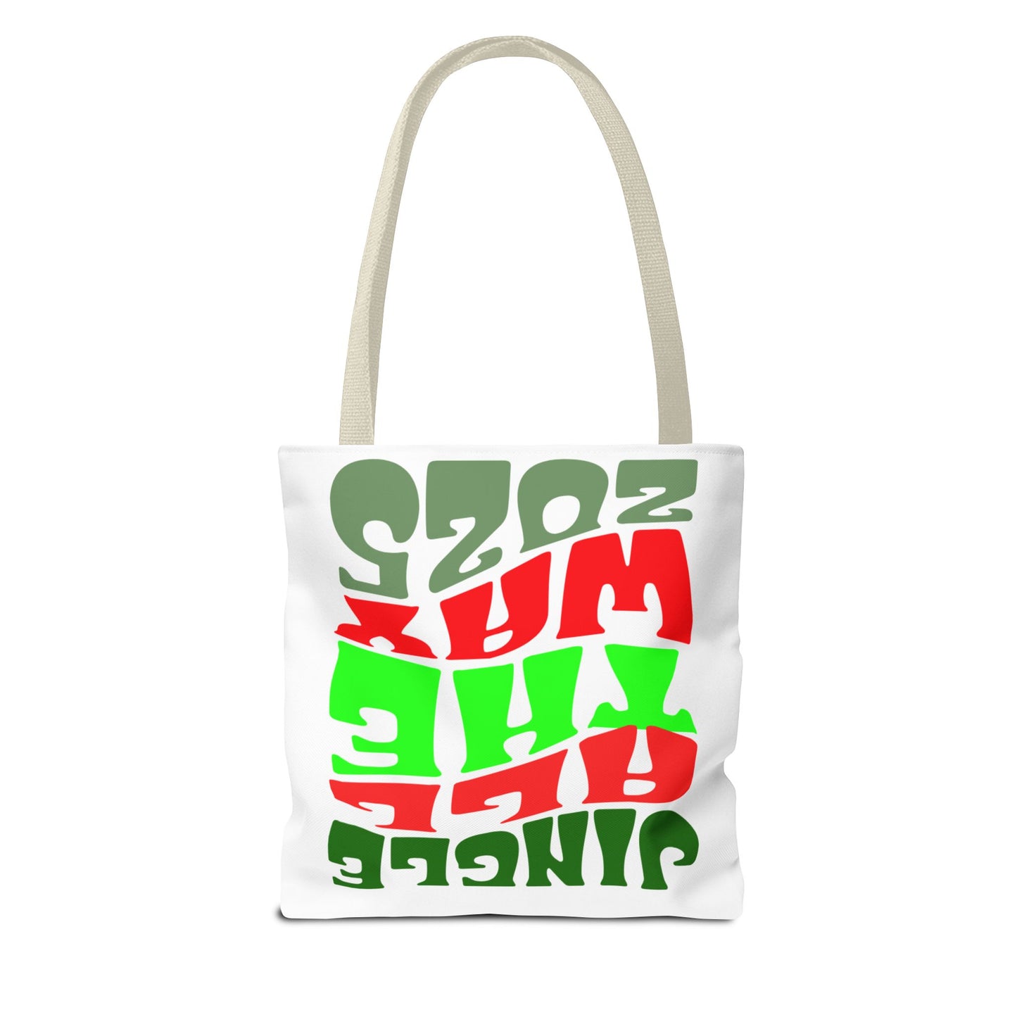 Jingle All The Way 2025 Holiday Tote Bag — Retro Red & Green Christmas Gift Bag
